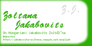 zoltana jakabovits business card